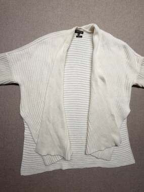 Massimo Dutti S Ivory Wool Cashmere Draped Open Front Cardigan Made in Italy
